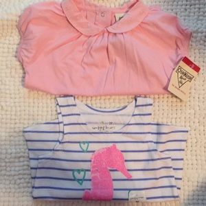 NWT 2T Tops Pink OshKosh & Striped Sea Horse Tank